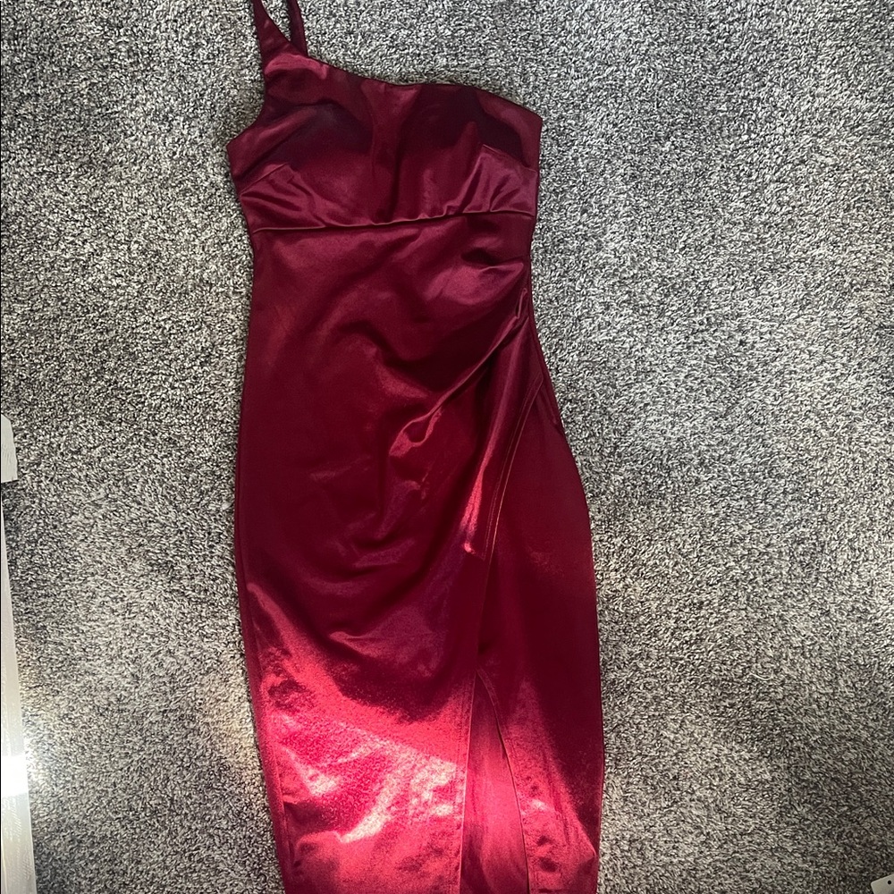 Emerald Sundae One Shoulder Burgundy Dress